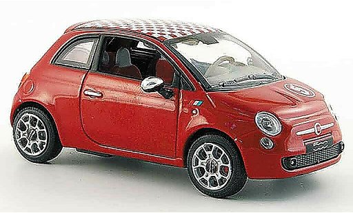 Fiat 500 Base 1/43 Norev rosso bianco a scacchis tetto 2007 modellini auto