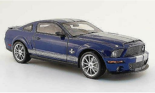 Shelby GT 500 2008 1/18 Shelby Collectibles kr blu avec bandes grigios modellini auto