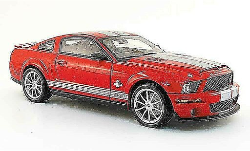 Shelby GT 500 2008 1/18 Shelby Collectibles kr rosso avec bandes grigios modellini auto
