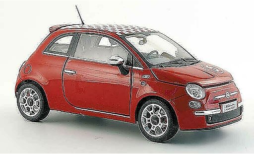 Fiat 500 Sport 1/18 Norev no.5 rosso con bianco-rosso-a scacchi tetto 2007 modellini auto