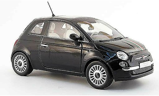 Fiat 500 Base 1/18 Mondo Motors nero con verde-bianco-rossoem strisce 2007 modellini auto