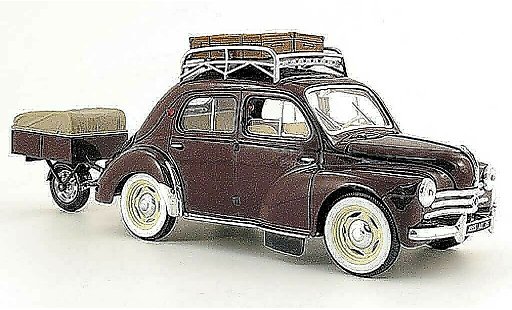Renault 4CV Base 1/18 Solido rosso nationale 7 con einrad-anhenger 1954 modellini auto