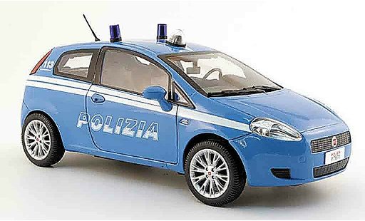 Fiat Grande Punto Berlina 1/18 Mondo Motors police polizia blu polizia italien modellini auto
