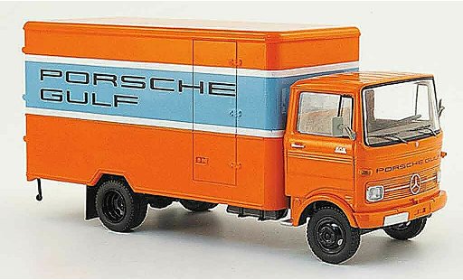 Mercedes LP 608 Kastenwagen 1/43 Schuco Furgone orange blu Gulf modellini auto