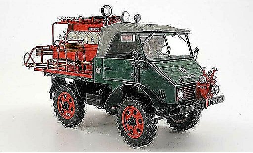 Mercedes Unimog 401-404 1/18 Schuco 401 pompier avec spezialaufbau verde rosso 1953 modellini auto