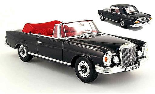 Mercedes 280 1969 1/18 Norev se (w 111) cabriolet nero modellini auto