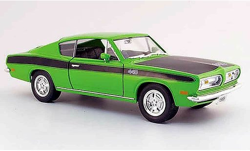 Plymouth Barracuda 1969 1/18 Yat Ming 440 verde nero modellini auto
