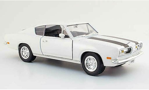 Plymouth Barracuda 1969 1/18 Yat Ming bianco avec bandes neros modellini auto