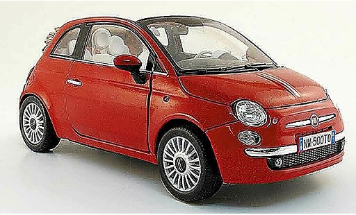 Fiat 500 Cabrio 1/18 Mondo Motors cabriolet rosso 2009 modellini auto