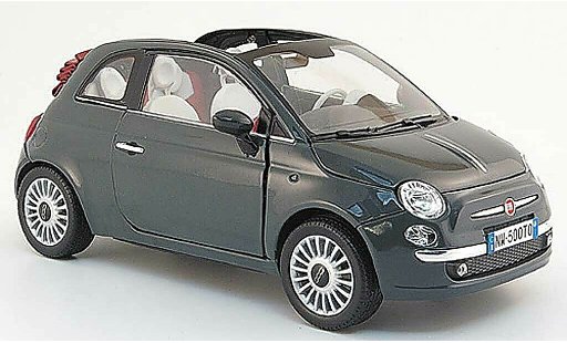 Fiat 500 Cabrio 1/18 Mondo Motors cabriolet grigio 2009 modellini auto