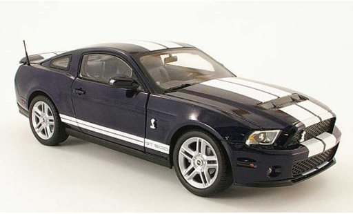 Shelby GT 500 2010 1/18 Shelby Collectibles blu avec bandes biancos modellini auto