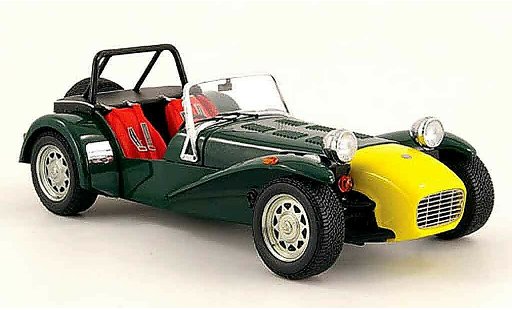 Caterham Super Seven roadster 1/18 Kyosho verde et giallo modellini auto