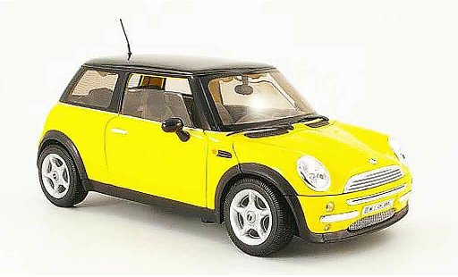 Mini Cooper D 1/18 Welly giallo nero tetto modellini auto