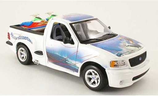 Ford F-150 Pickup 1/18 Burago F 150 blanc avec 2 jet ski dans la benne modellini auto