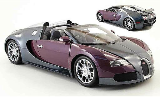 Bugatti Veyron Grand Sport 1/18 Minichamps grigio/lilla 2009 modellini auto