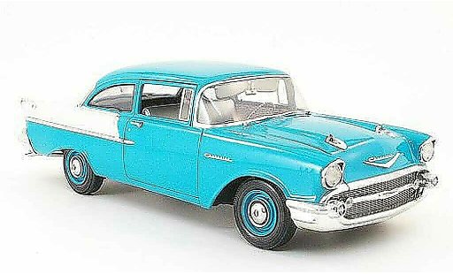 Chevrolet Bel Air Sedan 1/18 Highway 61 1957 150 utility turchese/grigio 2 portes modellini auto