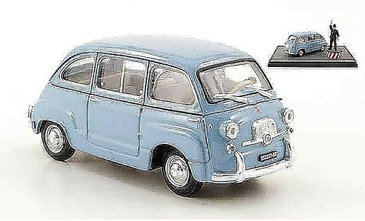 Fiat 600 Multipla 1/43 Brumm D blu avec Figuren 1960 modellini auto