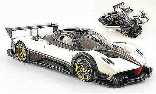 Pagani Zonda R 1/18 Autoart bianco carbone avec bandes italie 2007 modellini auto