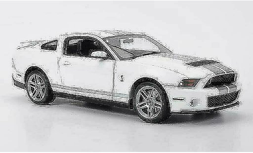 Shelby GT 500 2010 1/18 Autoart bianco con grigio metalliseenen strisce modellini auto
