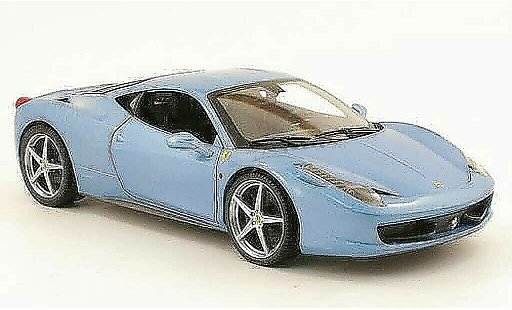 Ferrari 458 Italia 1/18 Hot Wheels grigio metallisee blu modellini auto