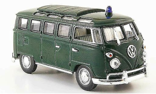 Volkswagen Combi Base 1/43 Yat Ming t1 samba police verde modellini auto