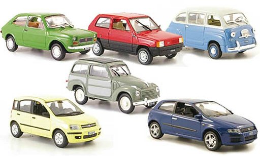 Fiat 500 C 1/43 Hachette 6er-Set: 127 600 Multipla Panda Belvedere modellini auto