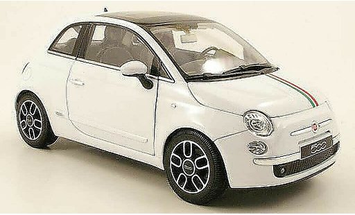 Fiat 500 Base 1/18 Welly bianco italia-bandes auf tetto e haube 2007 modellini auto
