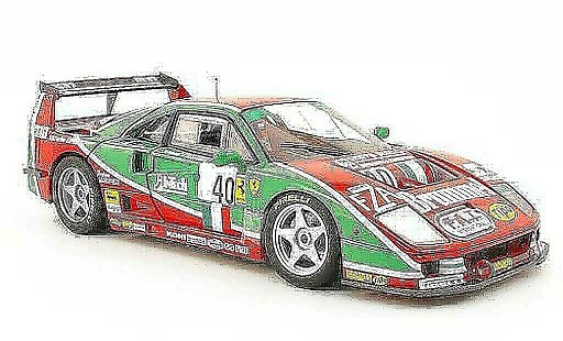 Ferrari F40 Competizione 1/18 Hot Wheels no.40 brummel 24h le mans 1995 l.della noce/a.olofsson/t.ota modellini auto