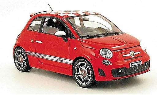 Fiat 500 Abarth 1/18 Mondo Motors rosso con biancoa scacchi tetto 2008 modellini auto
