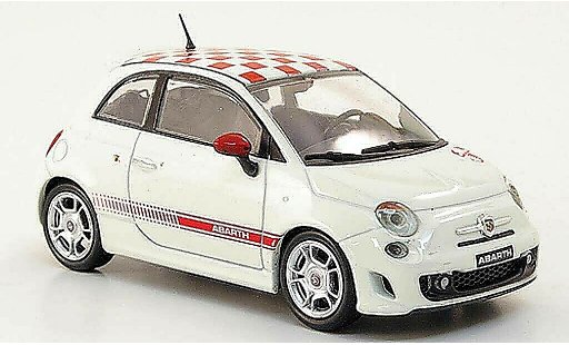Fiat 500 Abarth 1/43 Hachette bianco/rosso 2008 modellini auto