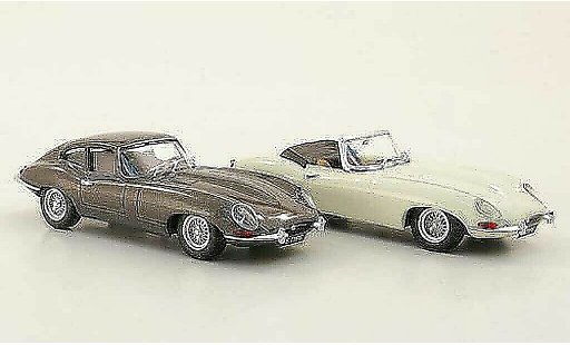 Jaguar E-Type 1961 1/43 Best Jubilaums-Set: Roadster bianco e Coupe grigio Autosalon Paris modellini auto