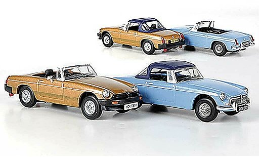 MG B Base 1/43 Vanguards 50th anniversario Set (The first and the last) blu e bronze modellini auto