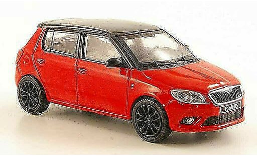 Skoda Fabia II 1/43 Abrex rosso con neroem tetto e Felgen 2010 modellini auto