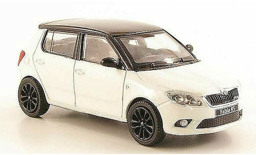 Skoda Fabia II 1/43 Abrex bianco con neroem tetto e Felgen 2010 modellini auto