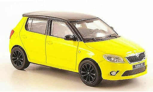 Skoda Fabia II 1/43 Abrex giallo con neroem tetto e Felgen 2010 modellini auto