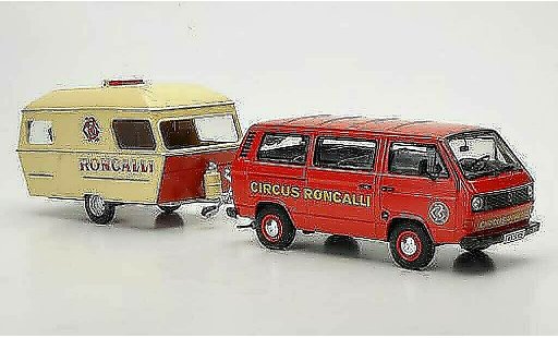 Volkswagen T3 A 1/43 Premium ClassiXXs Bus con Wohnanhanger Circus Roncalli modellini auto