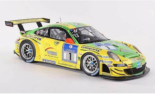 Porsche 911 GT3 RSR 1/18 Spark 2009 No.1 Ratioparts Manthey Racing 24h Nurburgring modellini auto