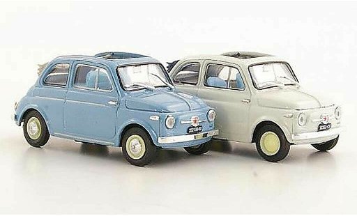Fiat 500 Nuova 1/43 Brumm 2er-Set: blugrigio + Economica bianco 1957 modellini auto