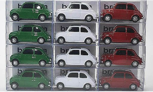 Fiat 500 Nuova 1/43 Brumm 12er-Set: Tricolore verde bianco rosso 1957 modellini auto