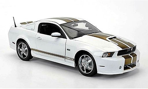 Shelby GT 350 2012 1/18 Shelby Collectibles bianco avec goldenen bandes modellini auto