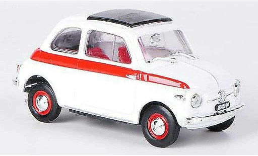 Fiat 500 Sport 1/43 Brumm bianco/rosso Schiebetetto chiuso 1959 modellini auto