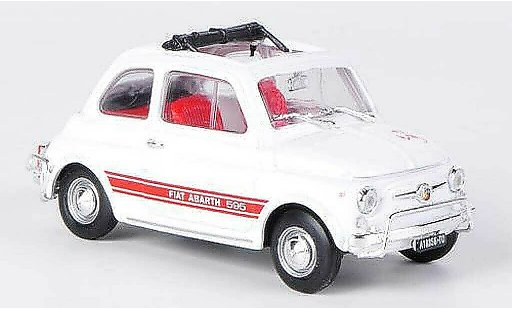 Fiat 595 Abarth 1/43 Brumm LSS bianco/rosso apertoes tetto pieghevole 1965 modellini auto