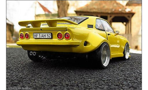 Opel Manta A 1/18 Norev giallo kit carrosserie sur mesure jantes en nid d'abeilles modellini auto