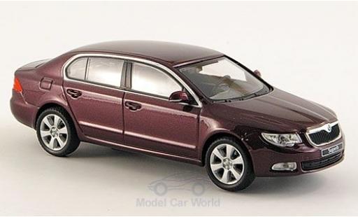 Skoda Superb 1/43 Abrex II metallico rosso ohne Vitrine modellino in miniatura