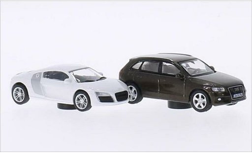 Audi R8 coupe 1/87 Schuco bianco/grigio + Q5 marrone modellini auto