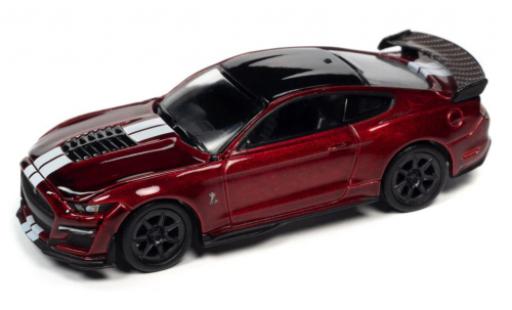 Shelby GT 500 1/64 Auto World Ford Mustang Track Pack metallise rosso foncé/bianco 2020 modellino in miniatura