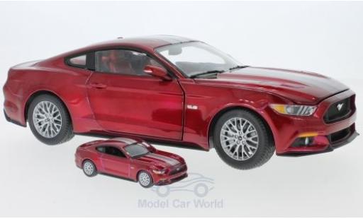 Ford Mustang GT 1/64 Auto World GT metallico rosso/grigio 2017 plus Modell in 1:64 modellino in miniatura