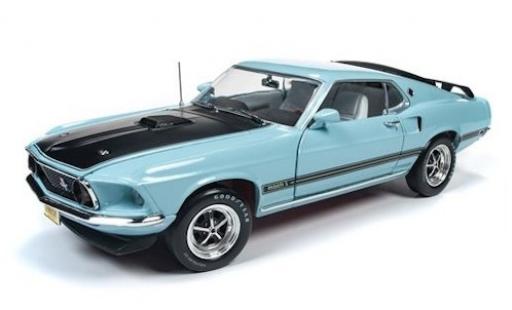 Ford Mustang 1/18 Auto World Mach 1 blu/nero 1969 modellino in miniatura