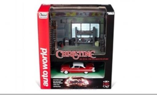 Plymouth Fury 1/64 Auto World rosso/bianco 1958 mit Christine Darrells Garage Diorama modellino in miniatura