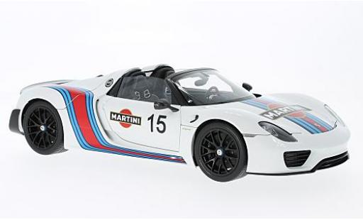 Porsche 918 1/18 AUTOart Spyder bianco Martini 2013 Weissach Package modellino in miniatura